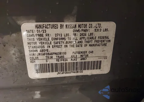 2023 Nissan Ariya Engage z USA, uszkodzony, nr VIN JN1AF0BA6PM408100
